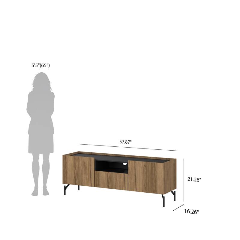 Carson Carrington Bergen TV Stand with 2 doors and 1 drawer, Catania Oak / Matte Black