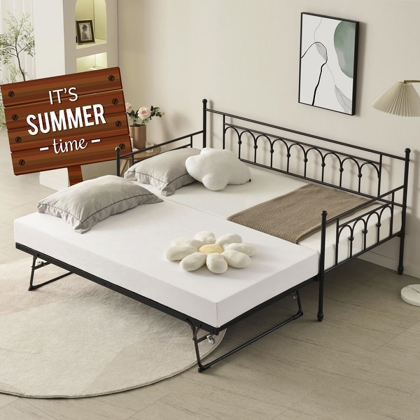 Twin Size Upholstered daybed with Pop Up Trundle On Sale Bed Bath