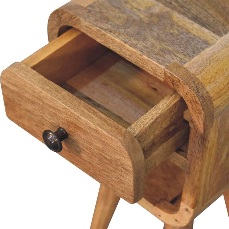 Compact Oak-Finish Bedside Table with Drawer and Nordic Legs