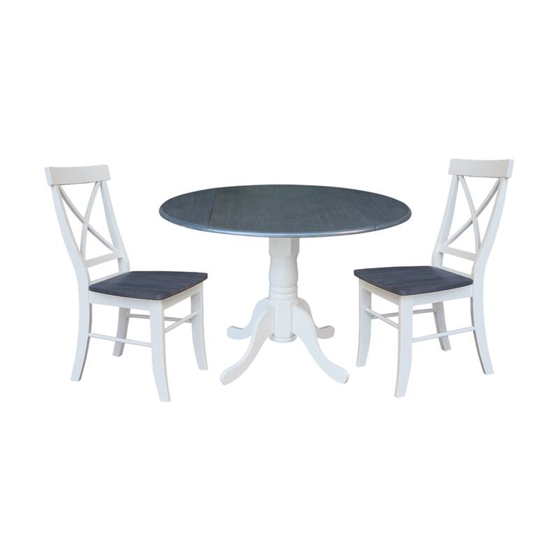 42" Dual Drop Leaf Table with X-back Chairs Set