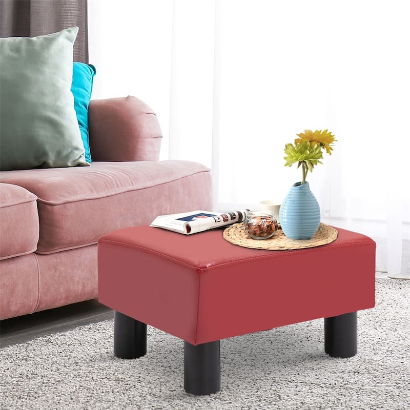 Ottoman Foot Rest,Small Foot Stool with Faux Leather Upholstery