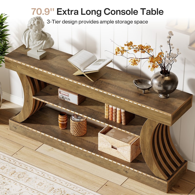 Long Farmhouse Entryway Table with Storage