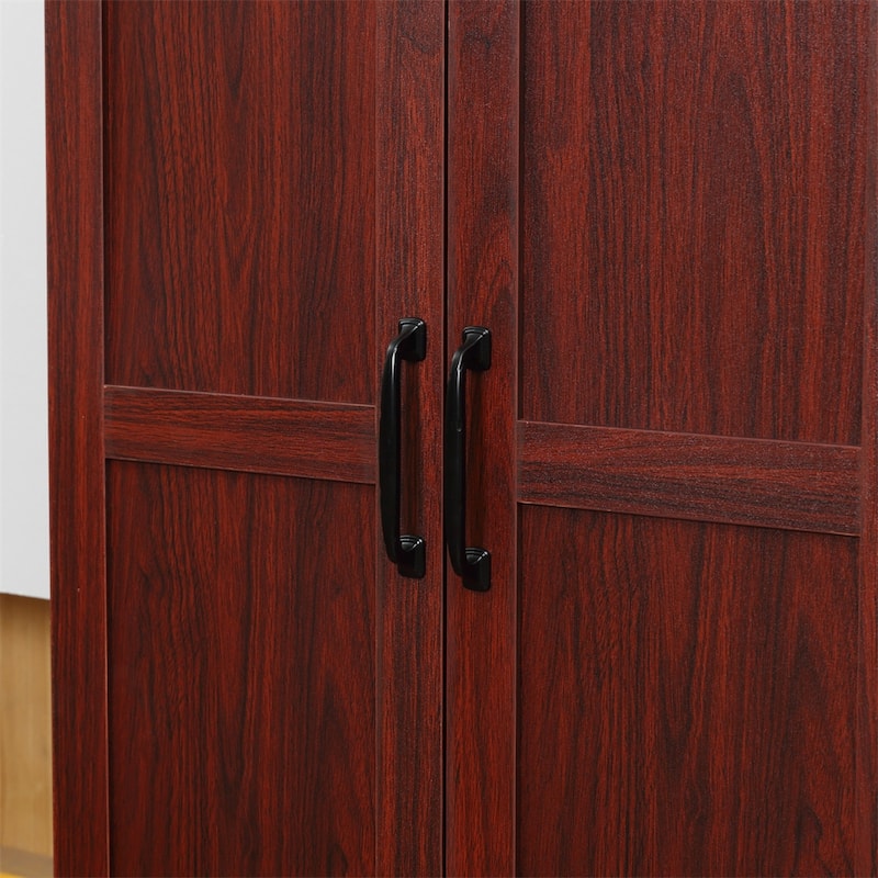 63" 2-Door Freestanding Storage Cabinet w/ 5-tier Shelving & 2 Shelves
