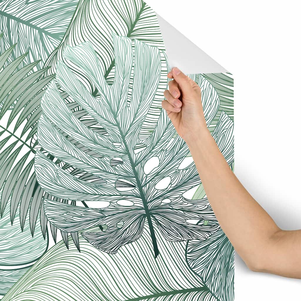 Bondai Green Leaves Removable Wallpaper - 10'ft H x 24''inch W