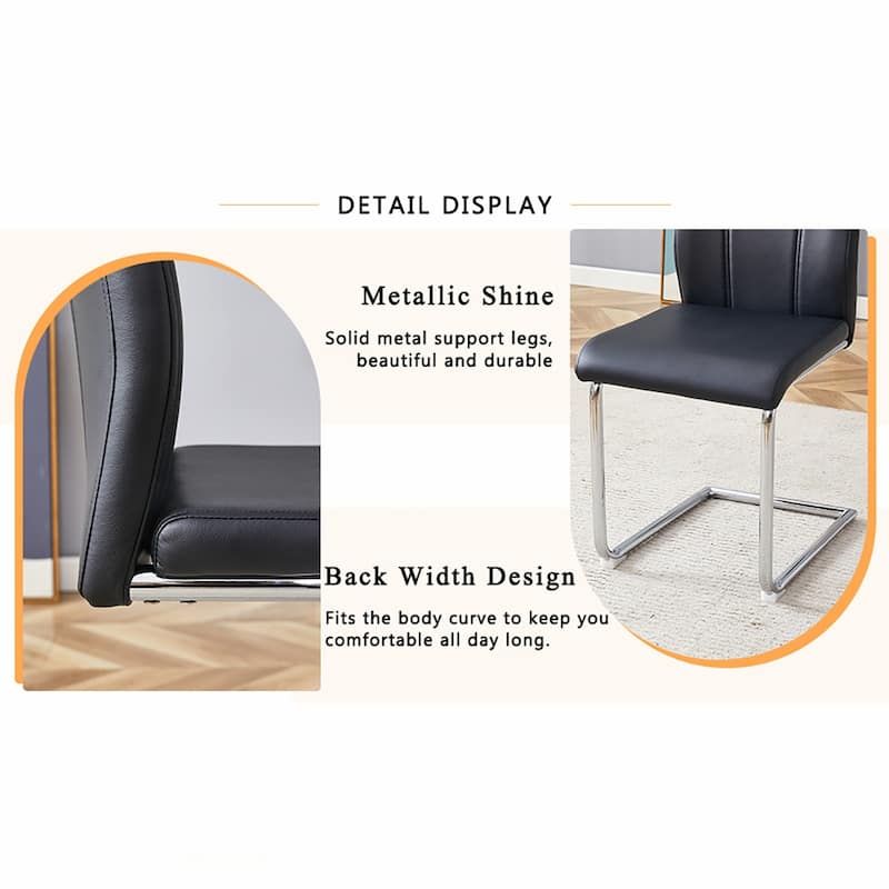 2PCS PU Metal Frame Dining Chairs