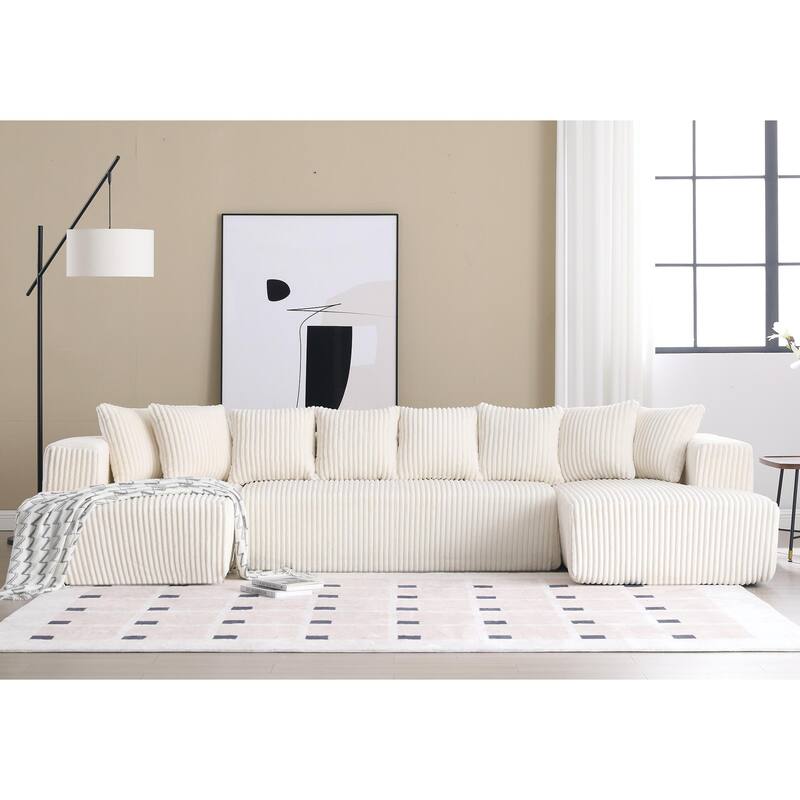 Modular Sectional Couch U-shaped sofa Chaise Lounge - White