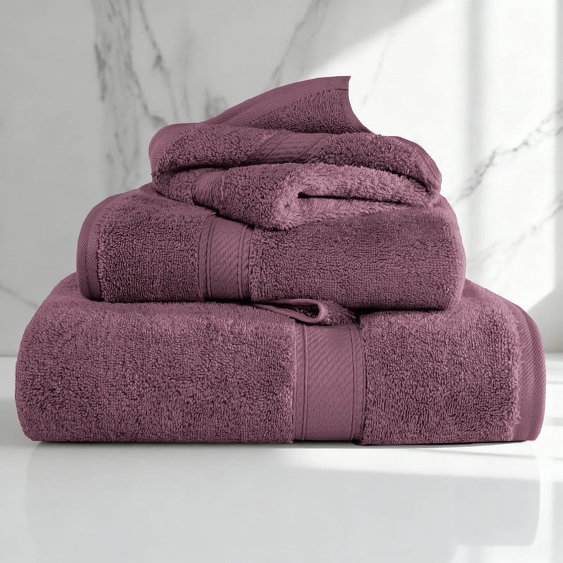 Superior Egyptian Cotton Pile Heavyweight 3-Piece Towel Set - Plum