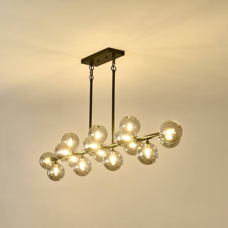 55in Modern Linear Chandeliers Large Pendant Lights Kitchen Island Lighting 16-Light Mid Century Sputnik Chandeliers