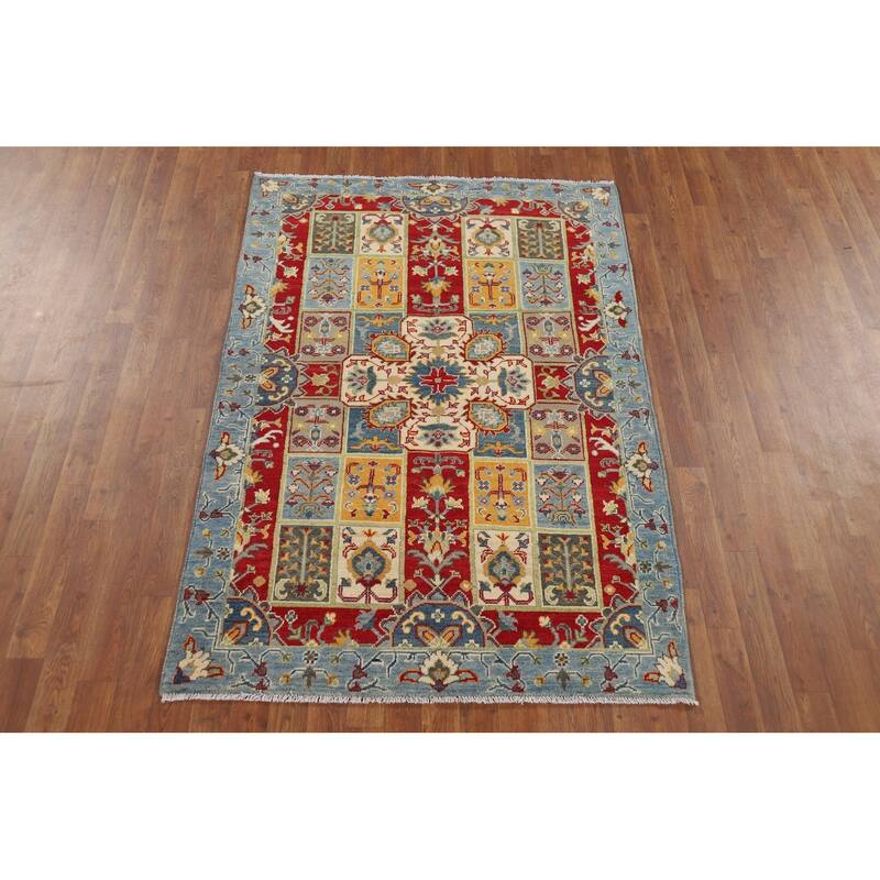 Garden Design Kazak Accent Rug Hand-Knotted Blue Wool Carpet - 4'0" x 5'10"