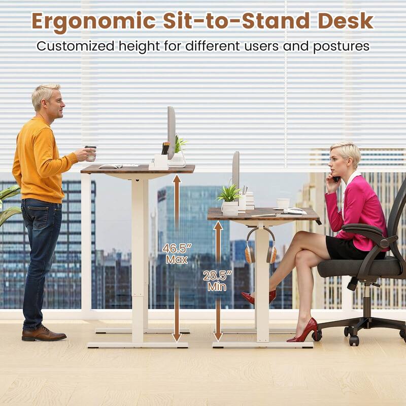 Costway 48” x 24” Electric Standing Desk with LED Display 2 Memory