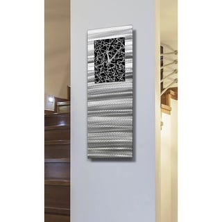 Statements2000 Silver Black Wall Clock Modern Abstract Art By Jon Allen Atomic Radiance 24 X 9 Overstock 30600686