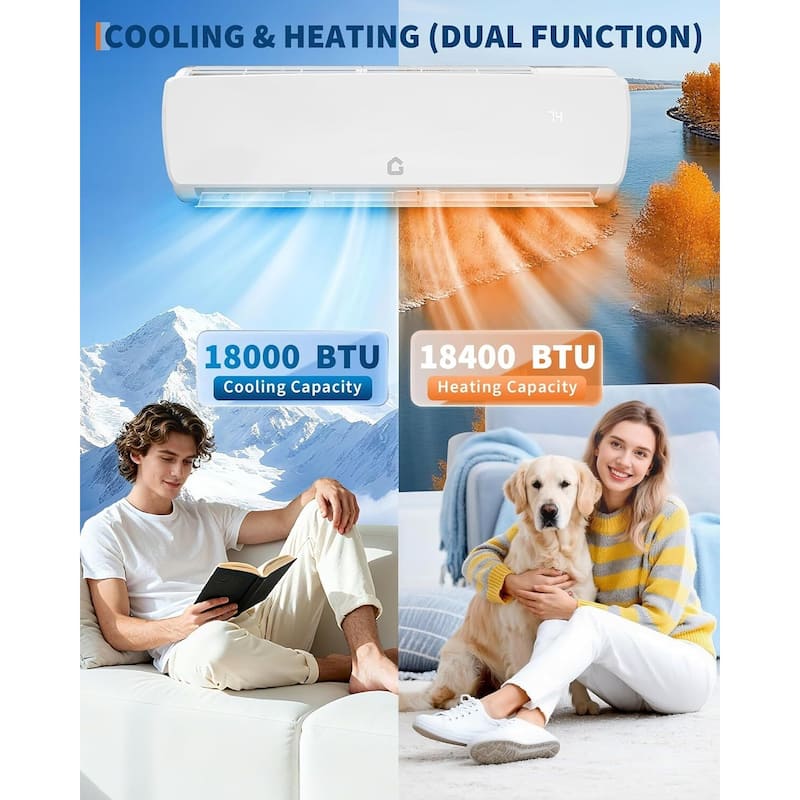 19 SEER 18000 BTU Mini-Split Air Conditioner, Cool Up to 1250 Sq. Ft, 230V