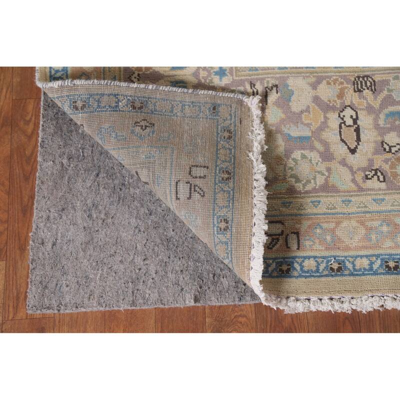 Hand Knotted Oriental 100% Wool Carpet Traditional Floral Yellow & Gold Mashad Area Rug - 12' 8'' X 9' 7''