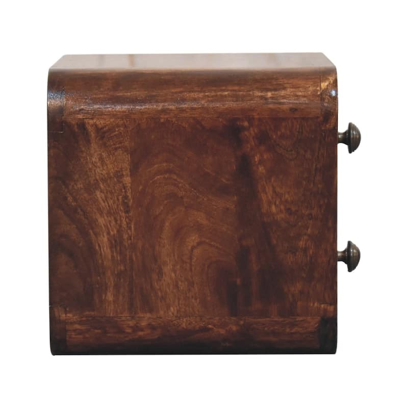 Artisan Furniture Solid Wood Mini Curved California Walnut Wall Mounted Bedside