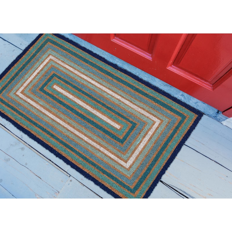 Liora Manne Multi Border Coir Welcome Door Mat (1'6" x 2'6")