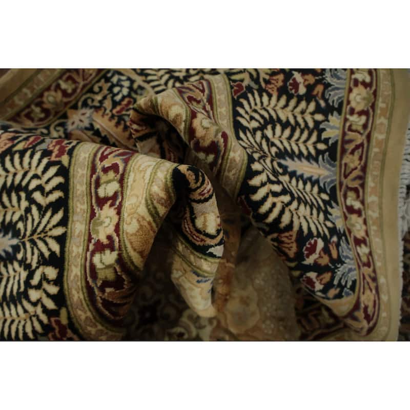 Hand Knotted Oriental 100% Wool Carpet Traditional Floral Yellow & Gold Aubusson Area Rug - 6' 9'' X 6' 2''