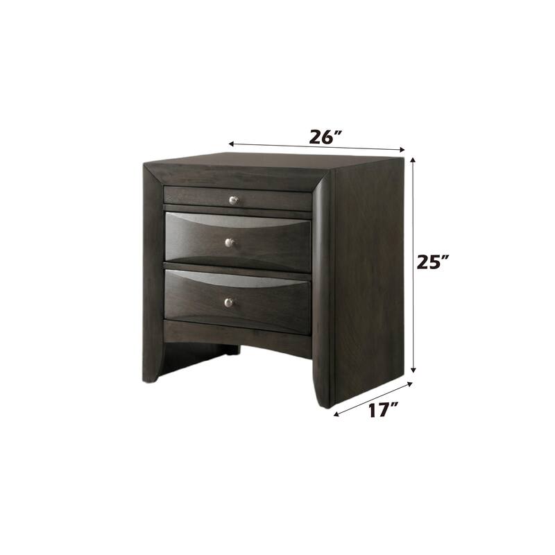 Gray Oak Nightstand with Drawer and Tray, Modern Elegance, Durable Construction