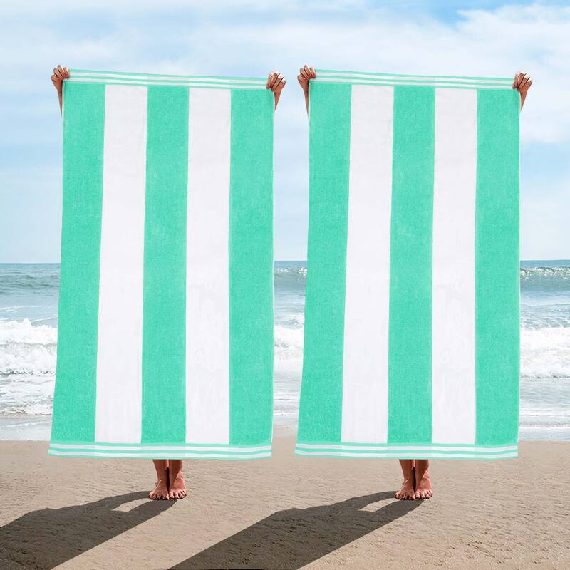 Superior Cabana Stripe Oversized Cotton Beach Towel (Set of 2)