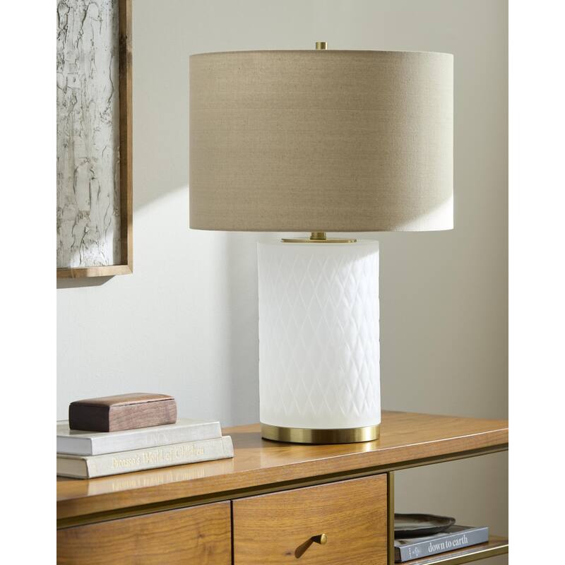 Livabliss Cancale Traditional Accent Table Lamp - Light Gray/Metallic-Brass