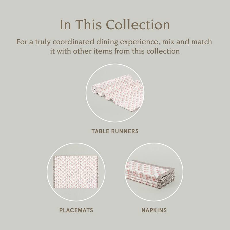 over&back Hand-Blocked 100% Cotton Placemats - Machine Washable - Set of 4