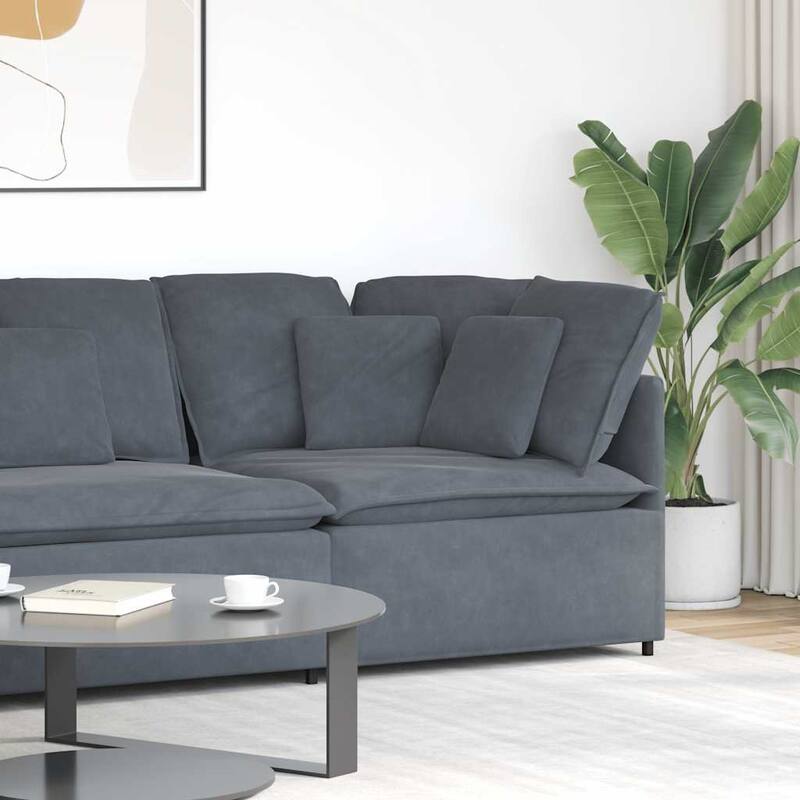 vidaXL Modular Sofa Dark Grey - Dark grey Corner sofa - 39.4 x 39.4 x 25.2 in
