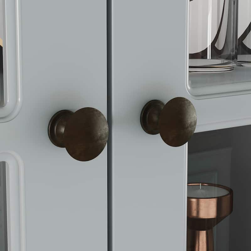 China Cabinet Tempered Glass Doors Storage Cabinet White Tall Bookcase