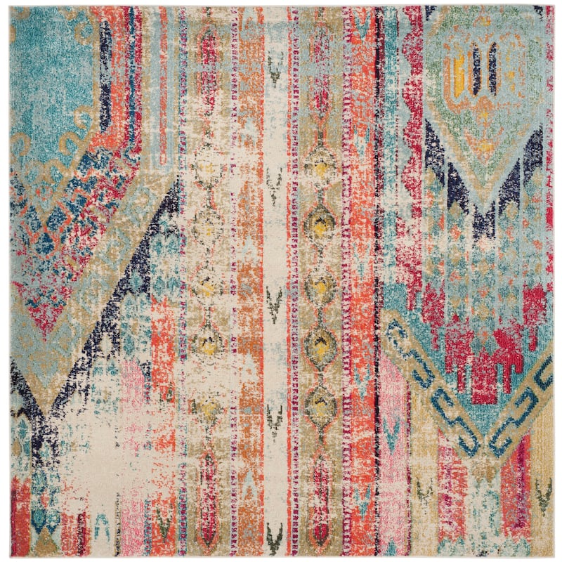 SAFAVIEH Monaco Brunhildis Distressed Boho Rug - 6'7" Square - Multi
