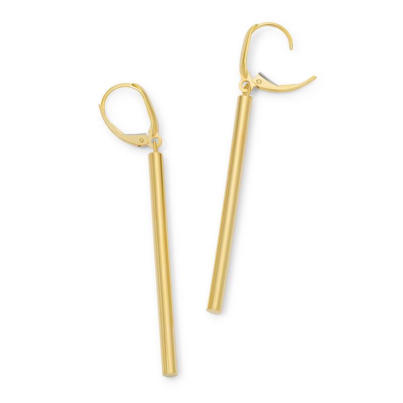 Clover 14K Yellow Gold High-Polish Cylindrical Drop Earrings