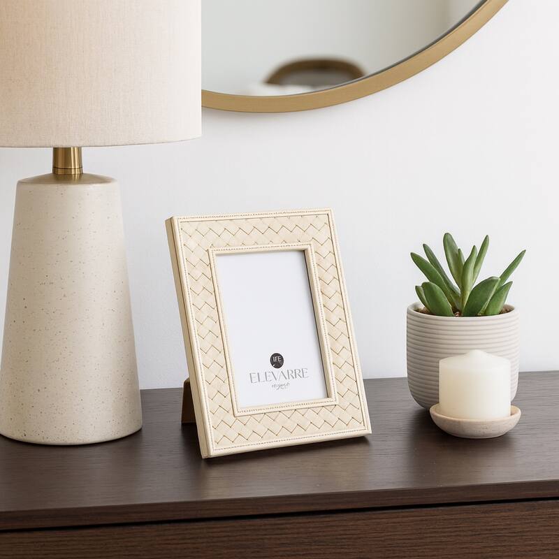 Decorative Photo Frame with Basketweave Texture for Home Decor