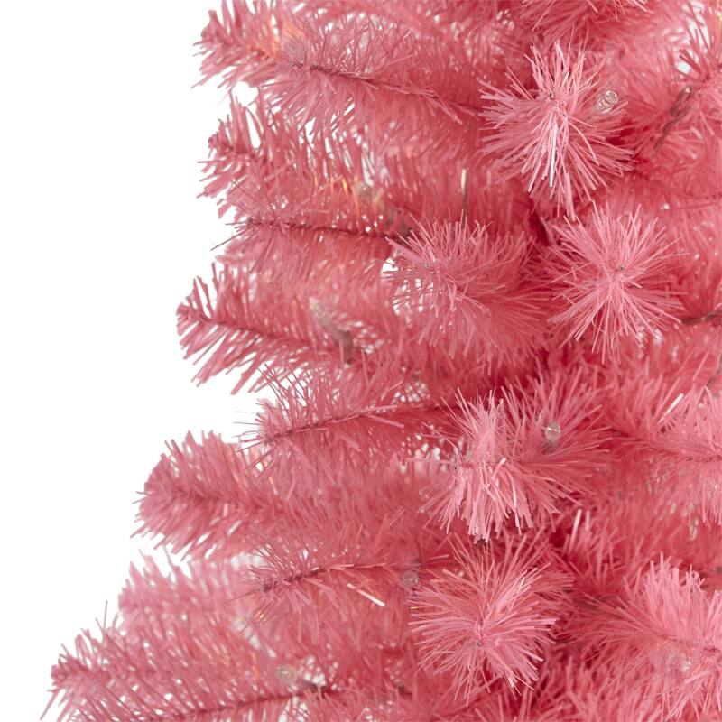 Pink Christmas Tree 2ft - Festive Holiday Decor with 35 Lights & Bendable Branches