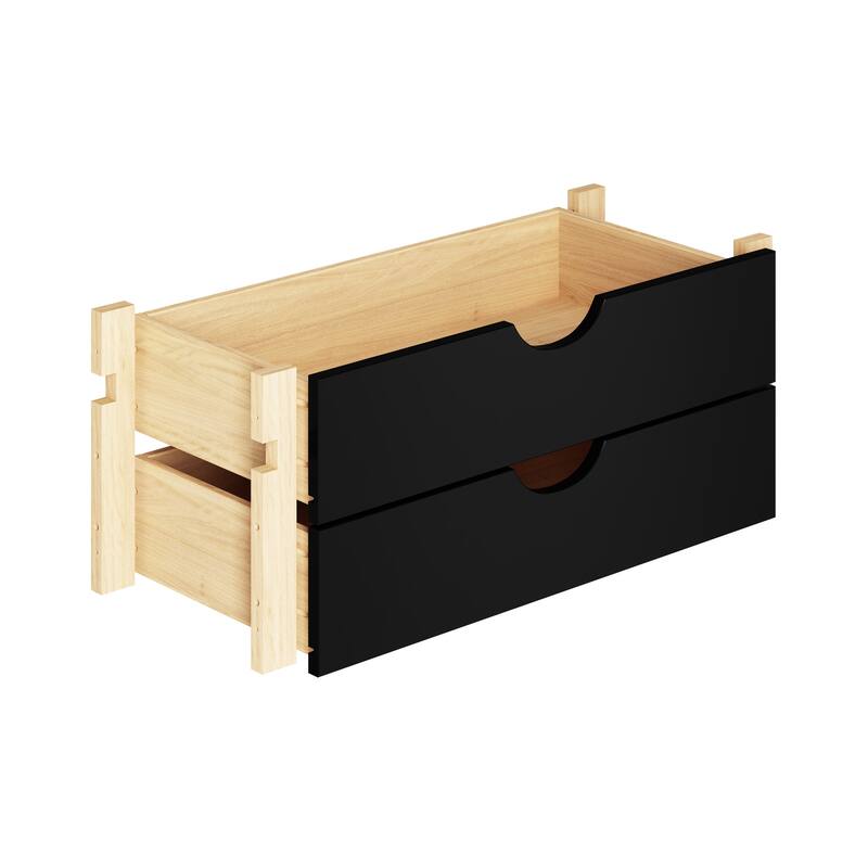 100% Solid Wood Modular Kitchen Pantry 2-Drawer Storage Kit by Palace Imports - Black