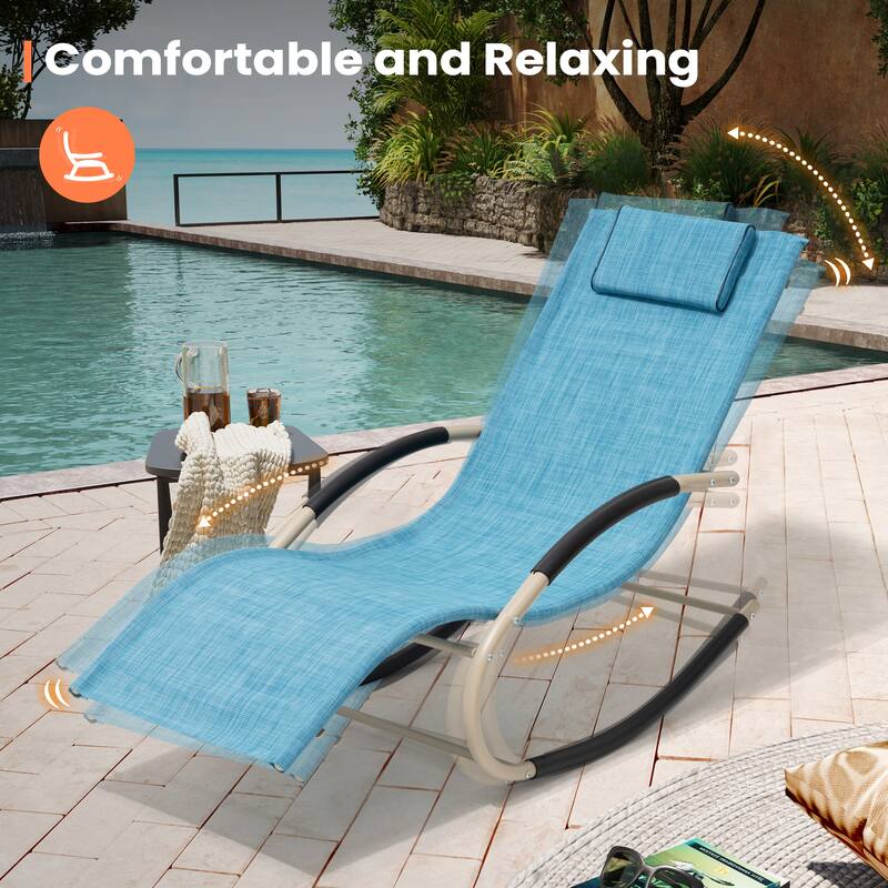 Pellebant Chaise Patio Rocking Chair with Pillow