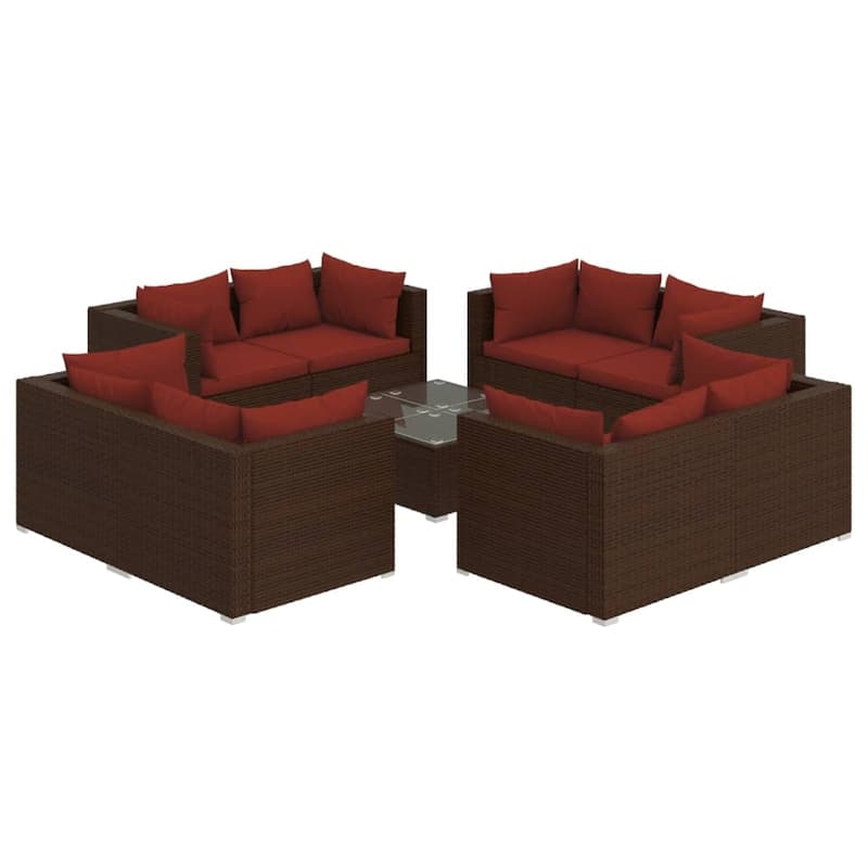 vidaXL Patio Lounge Set Outdoor Sectional Sofa Set Table Garden Poly Rattan