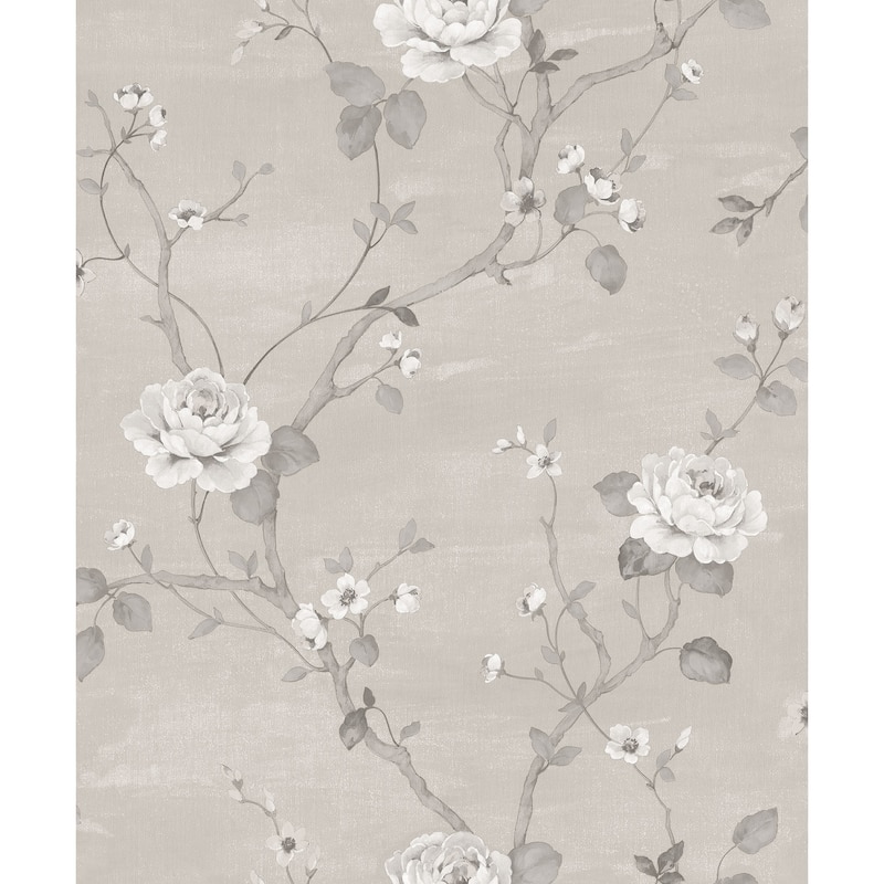 Galerie Wallcoverings Palazzo 2 Luisella Floral Vine Vinyl on Non-woven Matte Wallpaper Roll - 33 feet x 21 inches - Silver