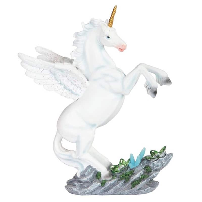 Q-Max 9"H Winged Unicorn Standing on Hind Legs Pegasus Statue Fantasy Decoration Figurine