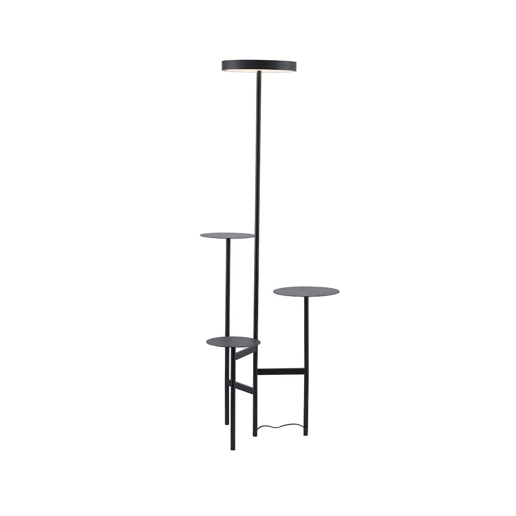 Modern 1-Light Black Iron LED Floor Lamp With A Shade - N/A