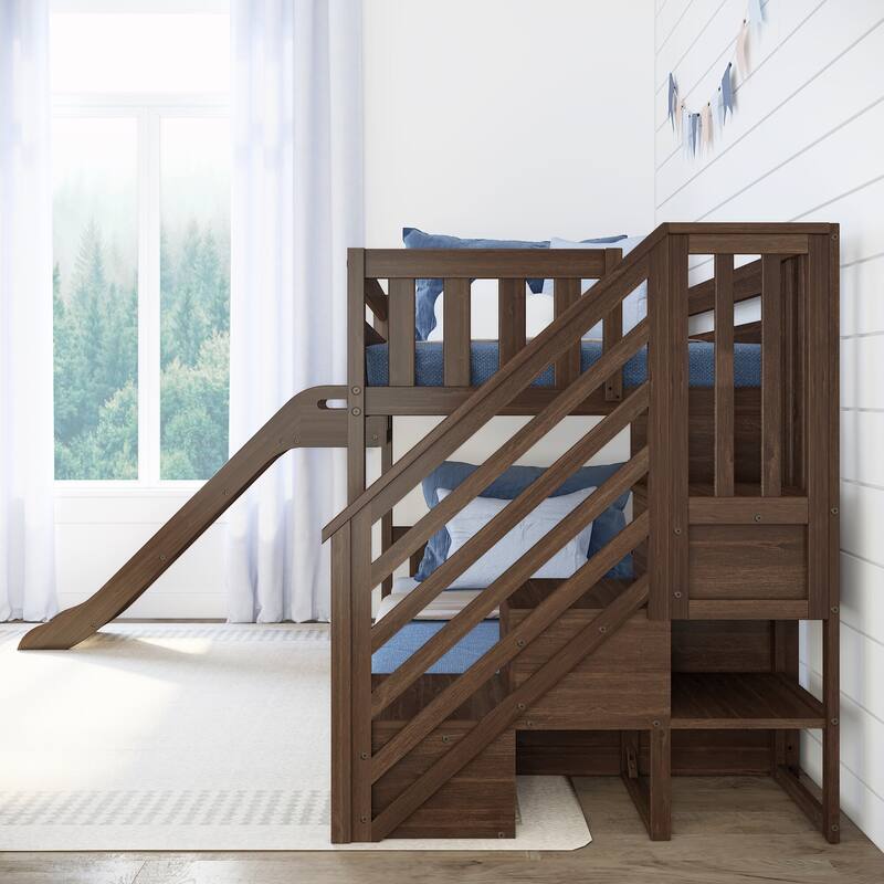 Max and Lily Classic Low Bunk with Stairs and Easy Slide