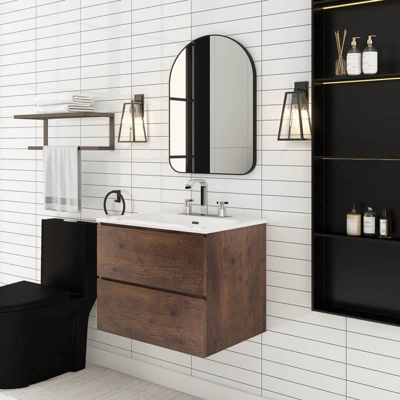 24 inches Wall-mounted Bathroom Vanity Set with White Ceramic Integrated Sink - 24" x 18"