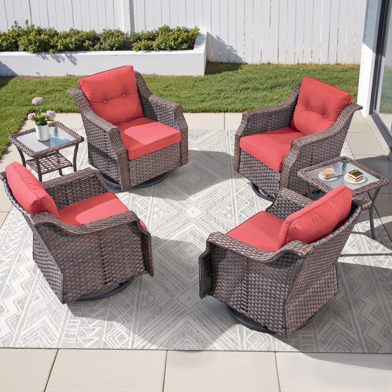 Option Brown Wicker Beige Cushion