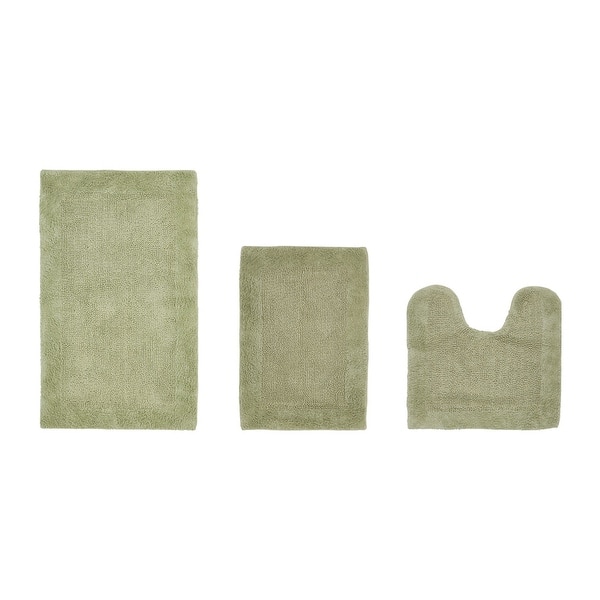 Better Trends Bath Rugs 3 Piece Set (17" x 24" | 20" x 20" | 21" x 34") - Sage