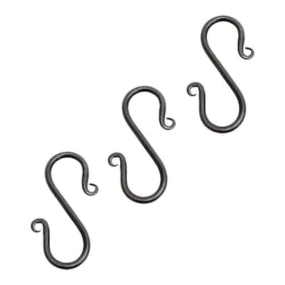 Achla Designs Set of 3 Decorative Mini S-Hooks, 3.5 Inch Tall, Black Powder Coat Finish