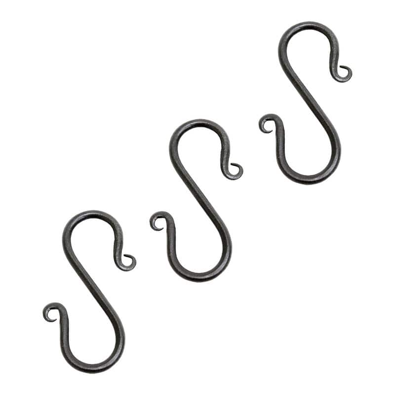 Achla Designs Set of 3 Decorative Mini S-Hooks, 3.5 Inch Tall, Black Powder Coat Finish