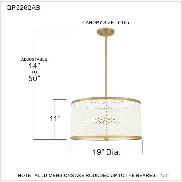 dimension image slide 1 of 2, Quoizel 5-light Steel Pendant