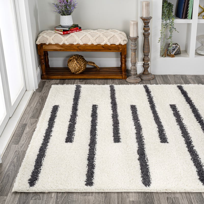 JONATHAN Y Cristo Berber Stripe Shag Area Rug