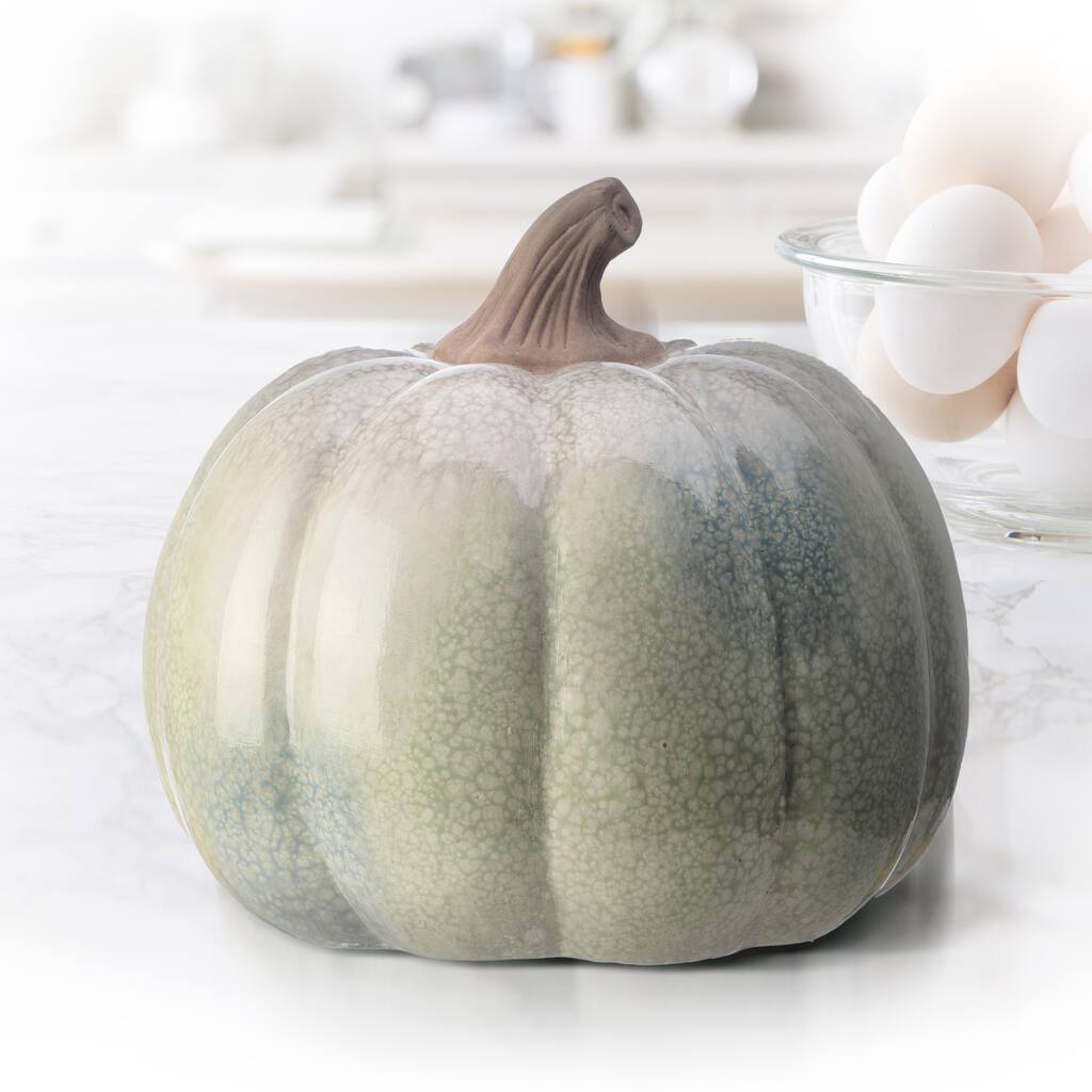 10" Glazed Terracotta Speckled Pumpkin