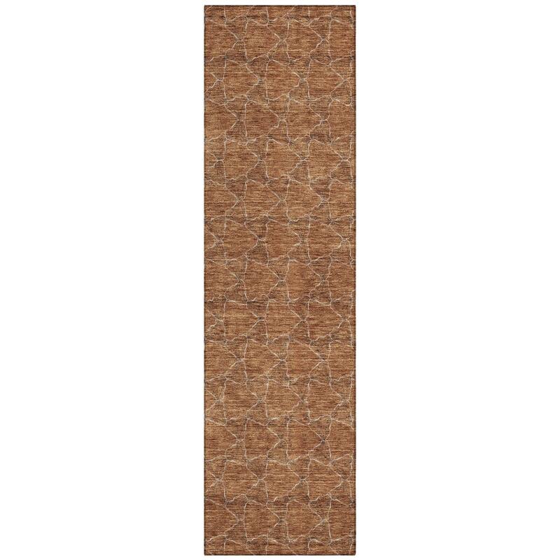Machine Washable Indoor/ Outdoor Abstract Trellis Chantille Rug