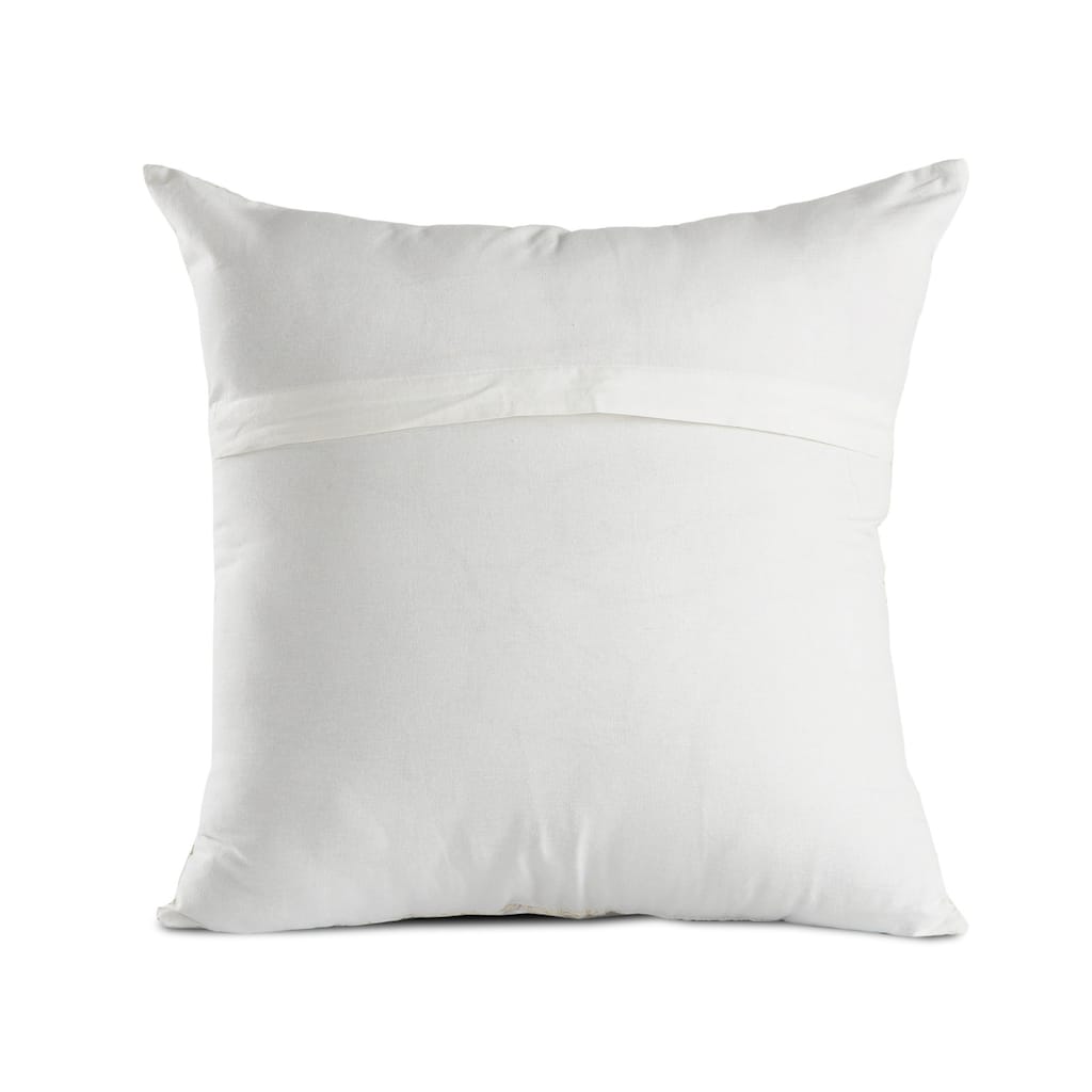 HomeRoots 20" X 20" Beige Gray And Off-White 100% Cotton Patchwork Zippered Pillow