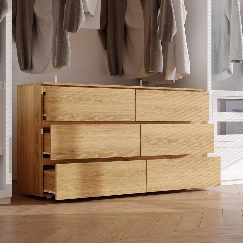 Timechee 6 Drawer 59'' W Chest&Dresser White/Dark Brown