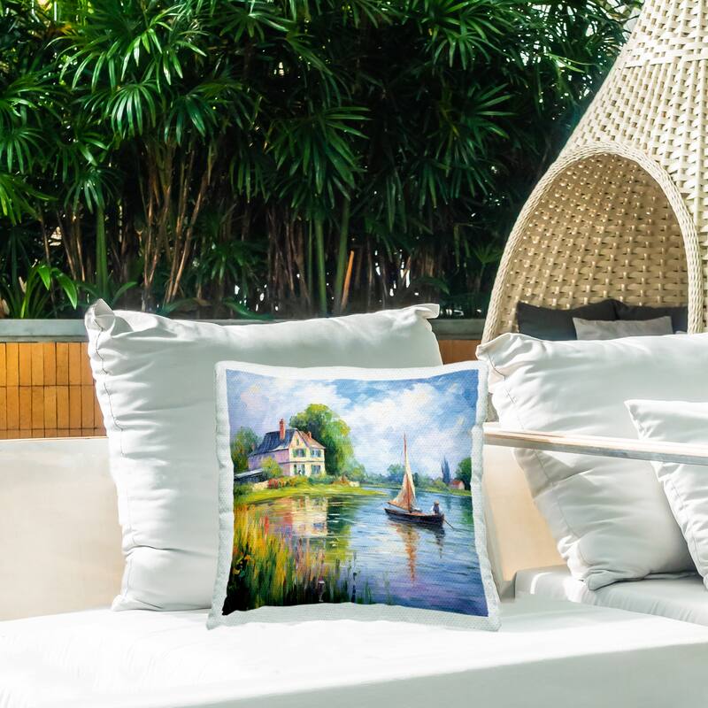 Stupell Boat Drifting Near Shore Printed Outdoor Throw Pillow Design by Heidi Kuntz