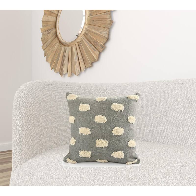 HomeRoots 20" X 20" Gray 100% Cotton Zippered Pillow